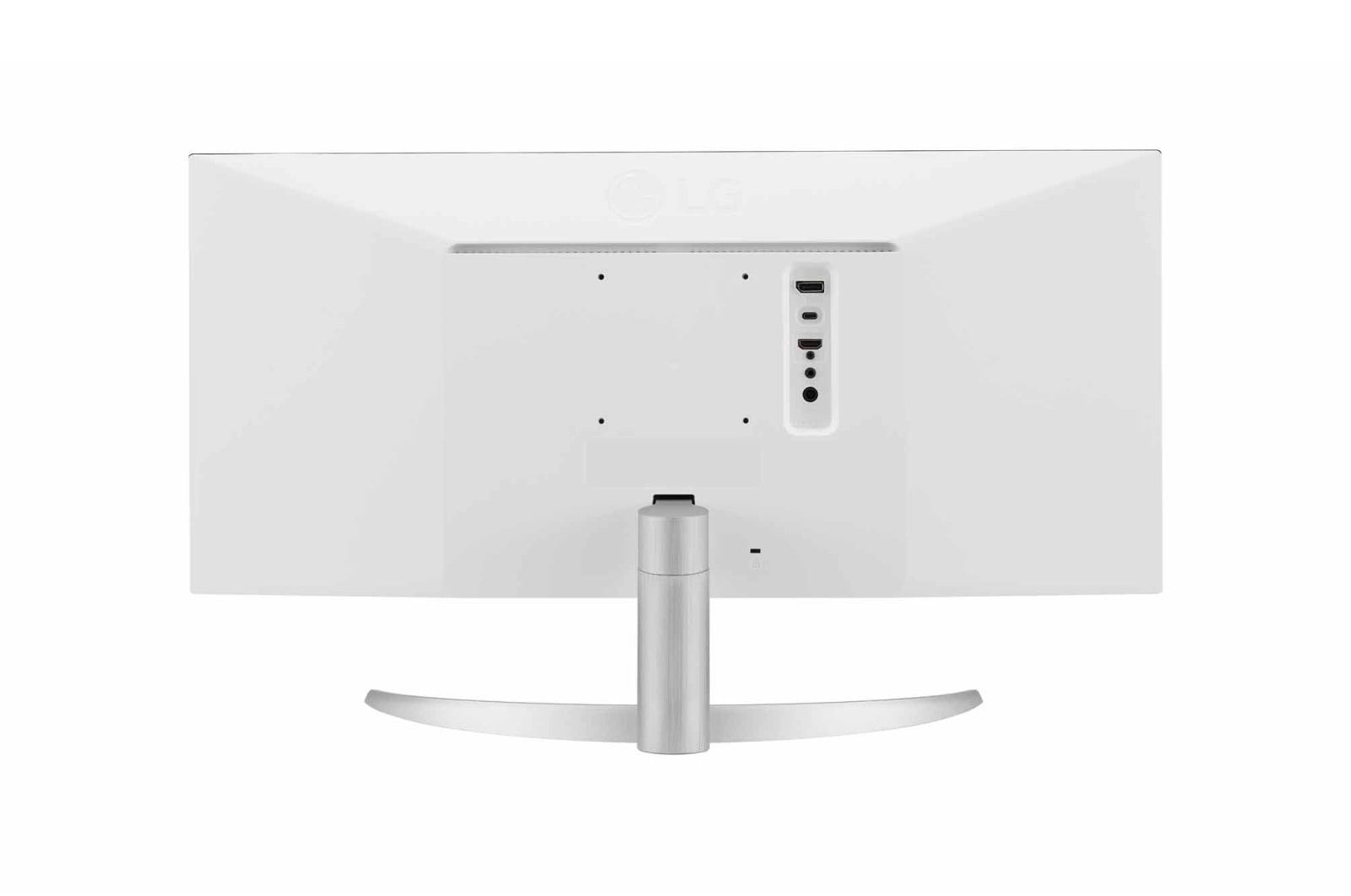 LG 29WQ600-W - Monitor Ultrapanorámico 21:9 LG UltraWide (Panel IPS: 2560x1080, 300cd/m², 1000:1, sRGB>99%); diag. 73cm; entr.: HDMIx1; DPx1; Altavoces estéreo de 7W con tecnología MaxxAudio®, vista trasera, 29WQ600-W