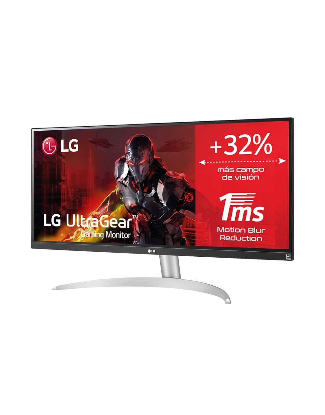 LG 29WQ600-W - Monitor Ultrapanorámico 21:9 LG UltraWide (Panel IPS: 2560x1080, 300cd/m², 1000:1, sRGB>99%); diag. 73cm; entr.: HDMIx1; DPx1; Altavoces estéreo de 7W con tecnología MaxxAudio®, -Vista lateral de 15 grados, 29WQ600-W