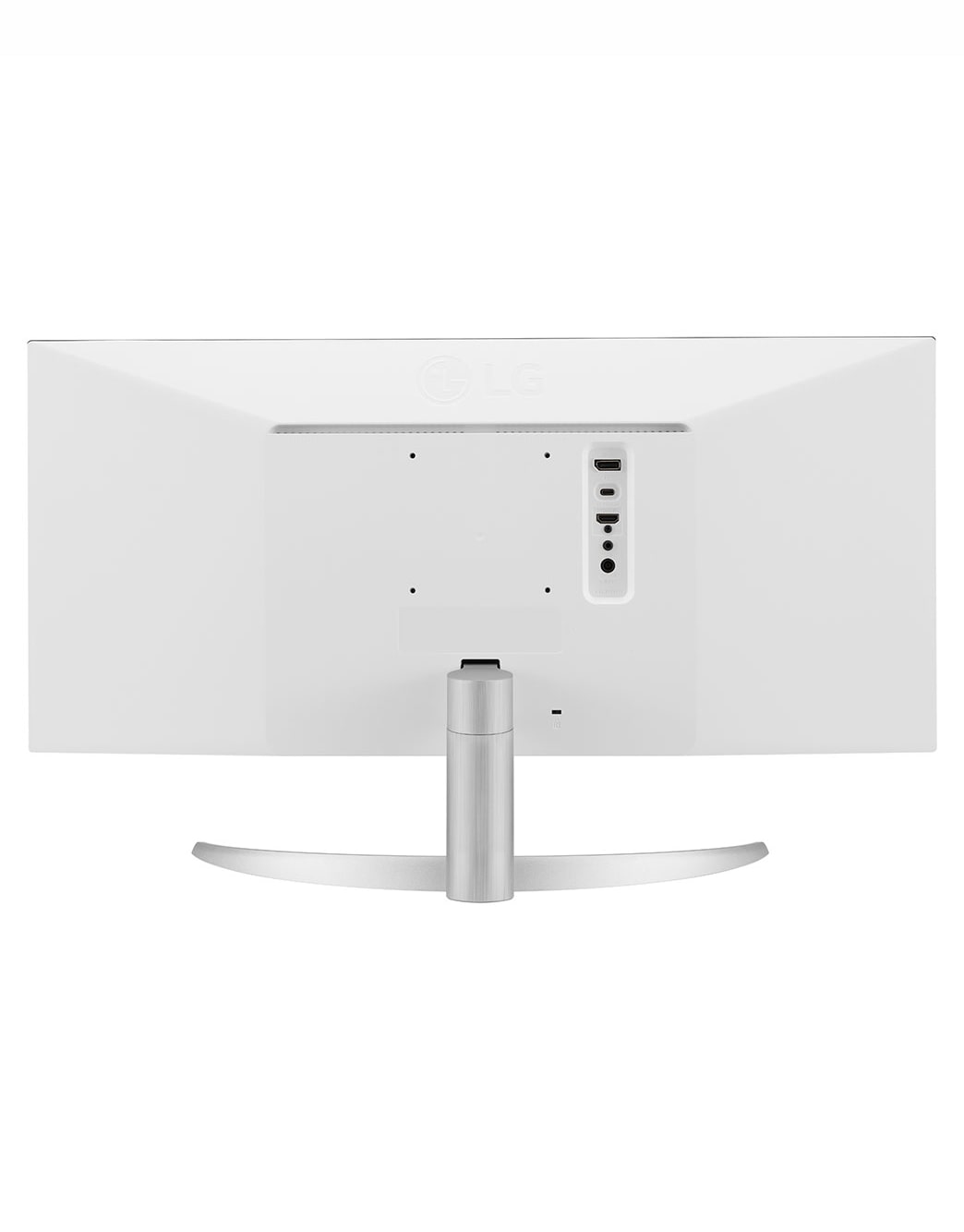 LG 29WQ600-W - Monitor Ultrapanorámico 21:9 LG UltraWide (Panel IPS: 2560x1080, 300cd/m², 1000:1, sRGB>99%); diag. 73cm; entr.: HDMIx1; DPx1; Altavoces estéreo de 7W con tecnología MaxxAudio®, vista trasera, 29WQ600-W