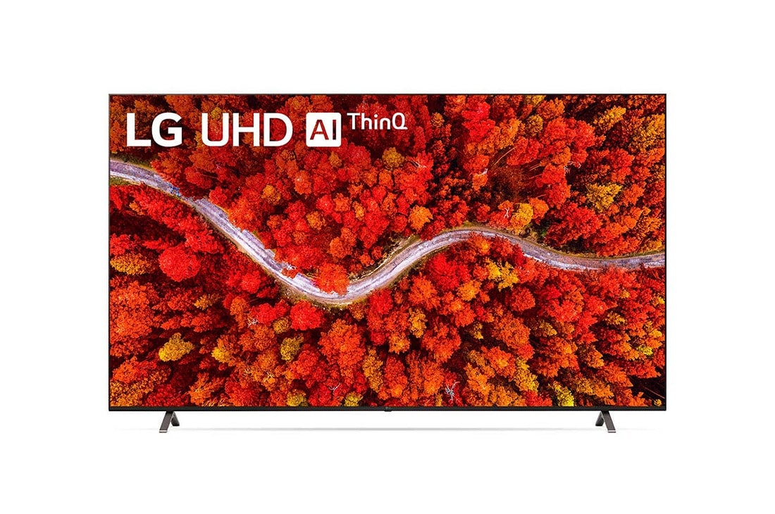 LG UHD ThinQ AI 86'', vista frontal con imagen de relleno., 86UP8050PSB