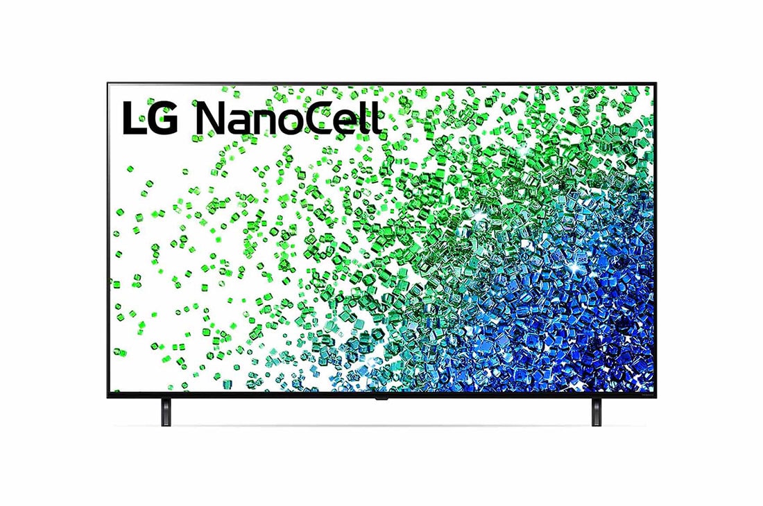 LG  LG NanoCell 55'' NANO80 4K Smart TV con ThinQ AI (Inteligencia Artificial), 4K Procesador Inteligente α5, Vista frontal del televisor LG NanoCell, 55NANO80SPA