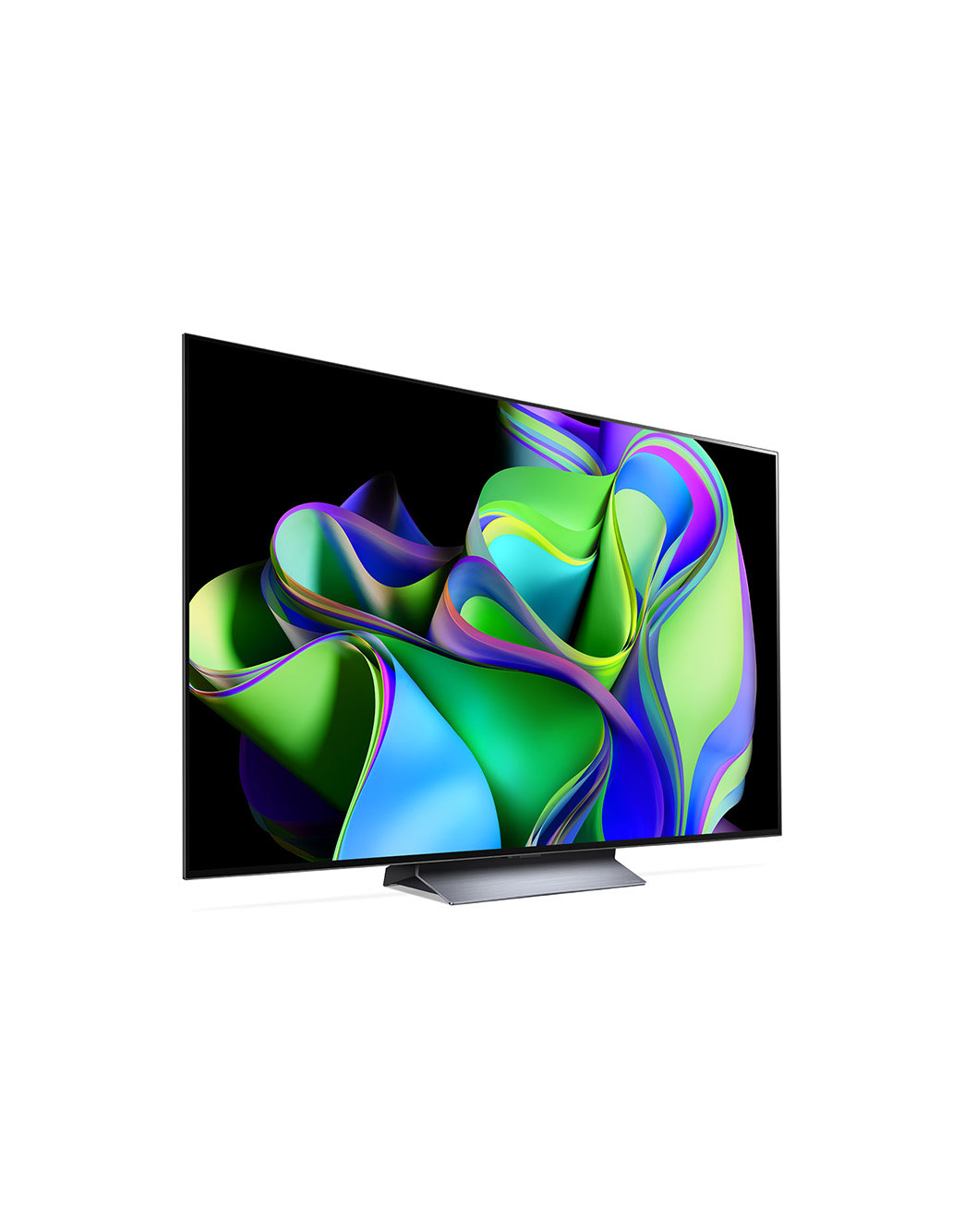 LG OLED Evo C3 4K ThinQ AI 65'', Vista lateral derecha ligeramente inclinada., OLED65C3PSA