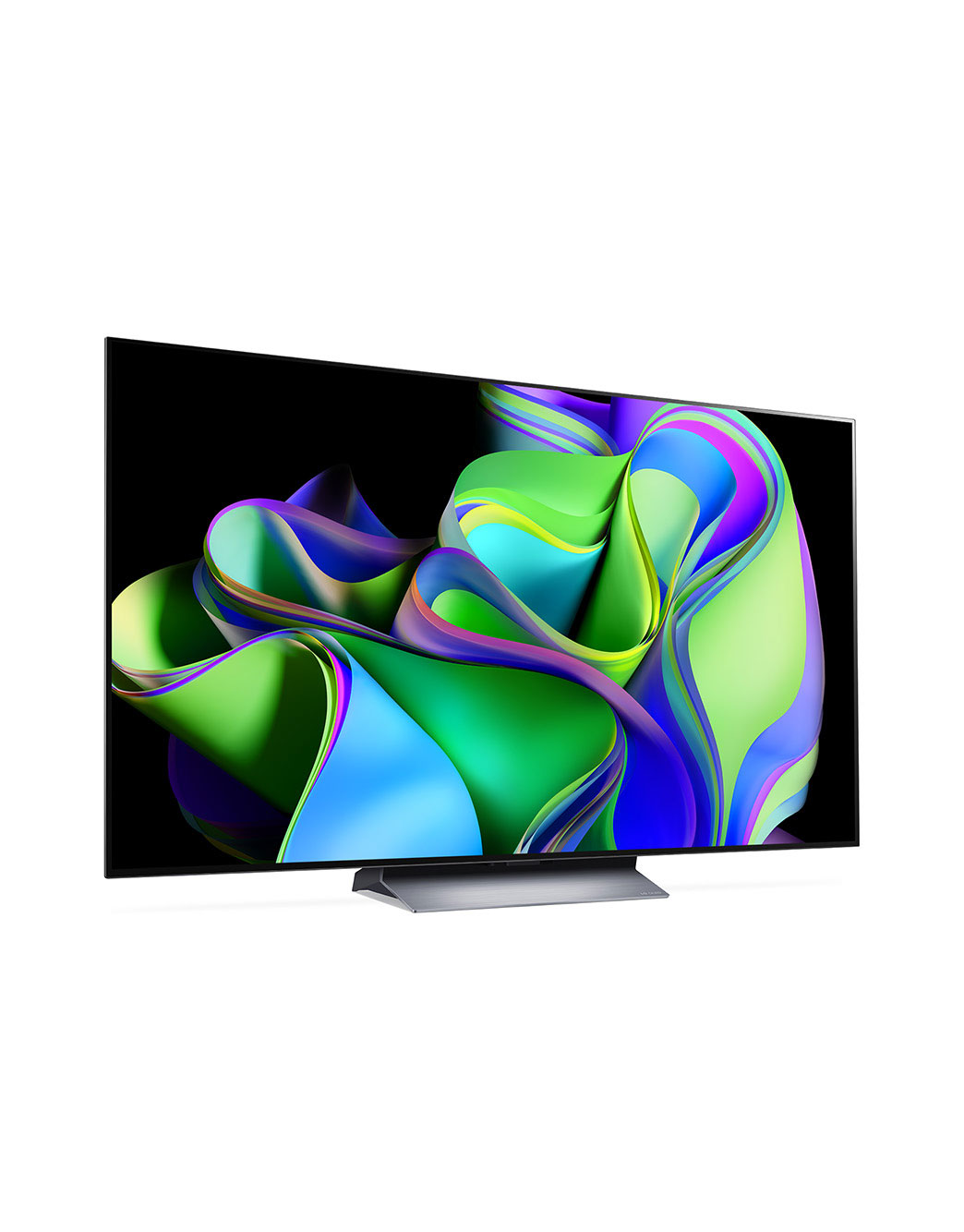 LG OLED Evo C3 4K ThinQ AI 65'', Vista lateral derecha ligeramente inclinada., OLED65C3PSA