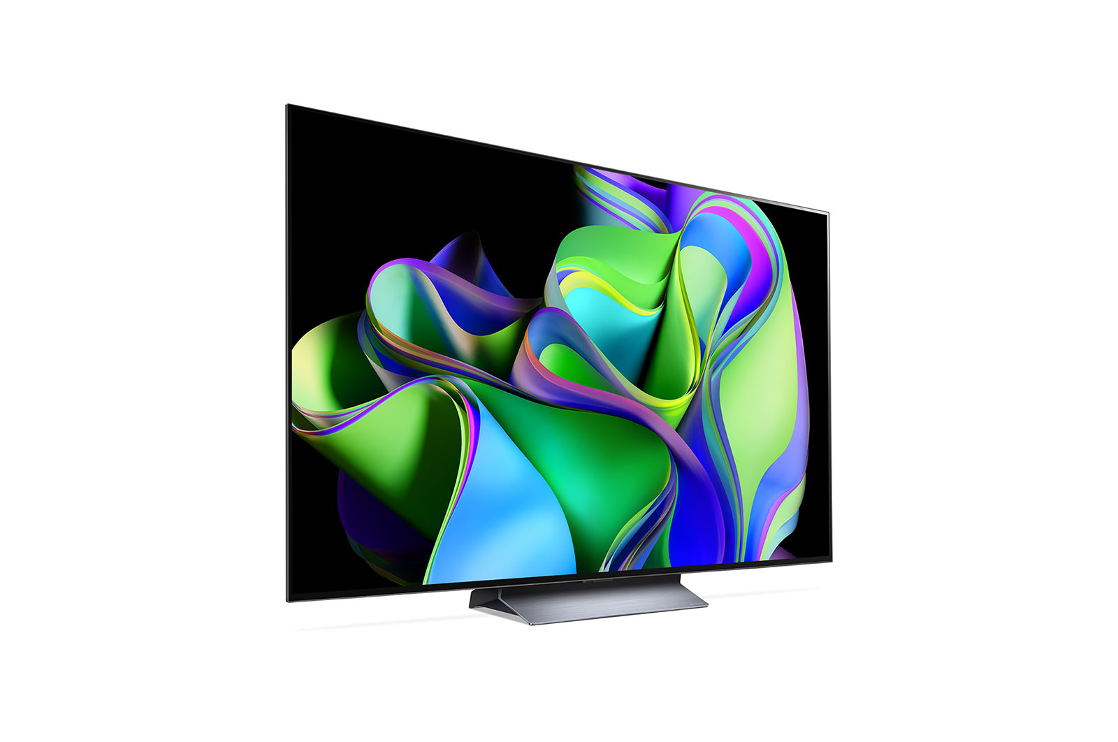 LG OLED Evo C3 4K ThinQ AI 65'', Vista lateral derecha ligeramente inclinada., OLED65C3PSA