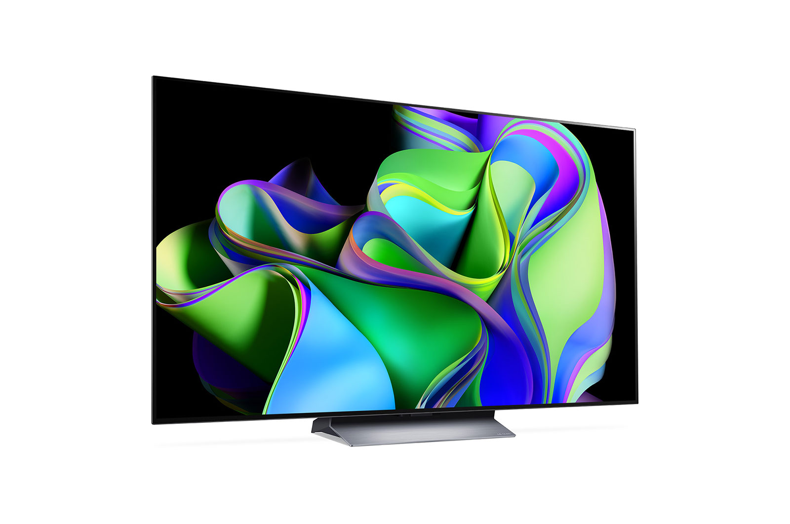 LG OLED Evo C3 4K ThinQ AI 65'', Vista lateral derecha ligeramente inclinada., OLED65C3PSA