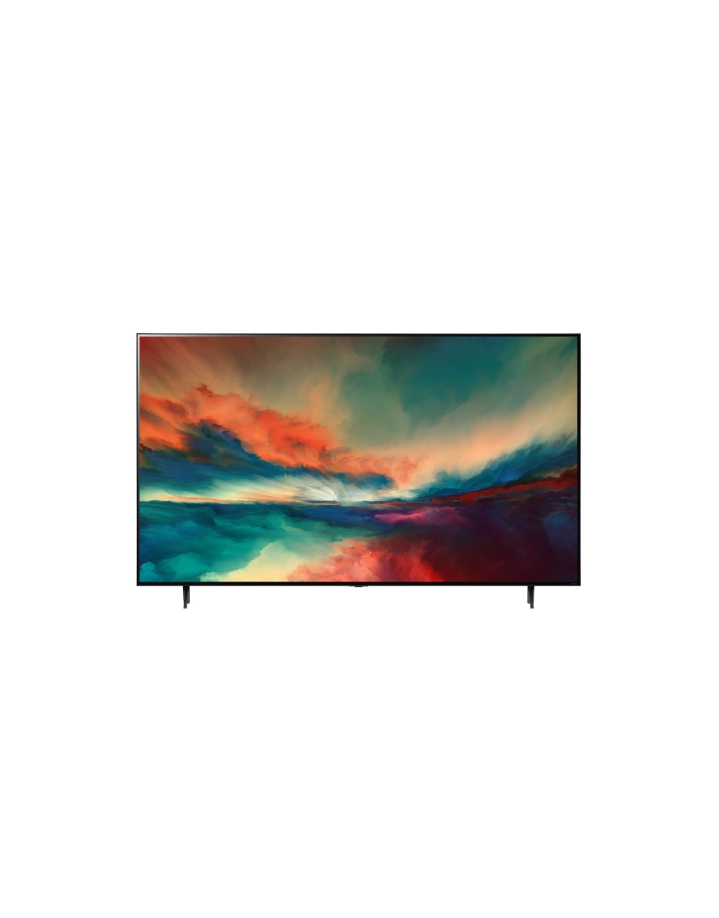 LG QNED MINILED 4K AI ThinQ 86, vista frontal con imagen de relleno, 86QNED85SRA