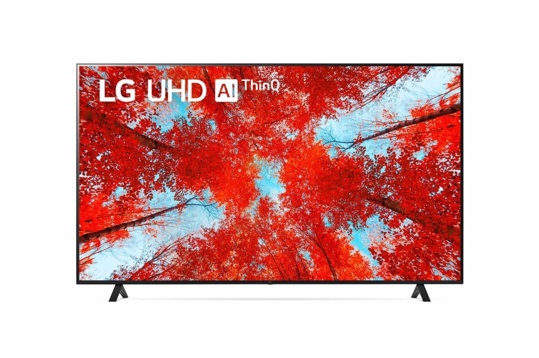LG 60'' LG UHD TV | 60UQ90009LA,  Vorderansicht des LG UHD TV mit eingefügtem Bild und Produktlogo, 60UQ90009LA