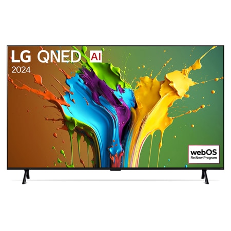 LG 98 Zoll 4K LG QNED Smart TV QNED89, Vorderansicht des LG QNED TV, QNED89 mit Text von LG QNED und 2024 auf dem Bildschirm, 98QNED89T6A