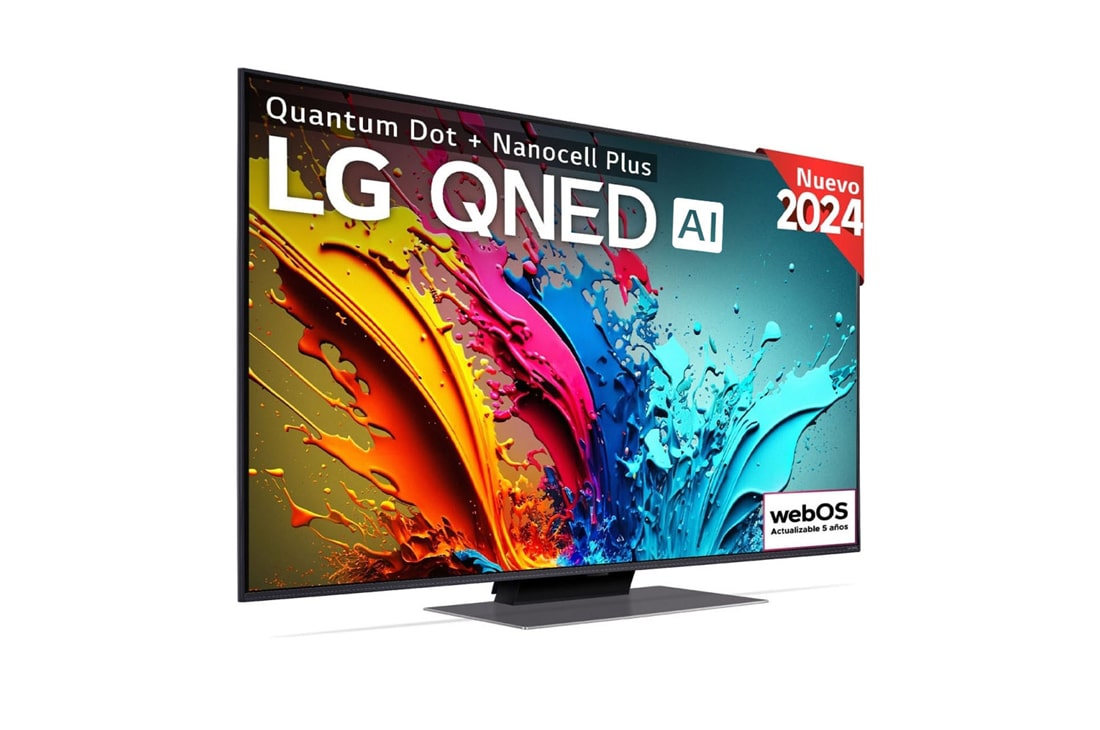 LG 50 Zoll 4K LG QNED AI Smart TV QNED86, Ansicht der Vorderseite des LG QNED TV, QNED85 mit Text LG QNED und 2024 auf dem Bildschirm, 50QNED86T6A