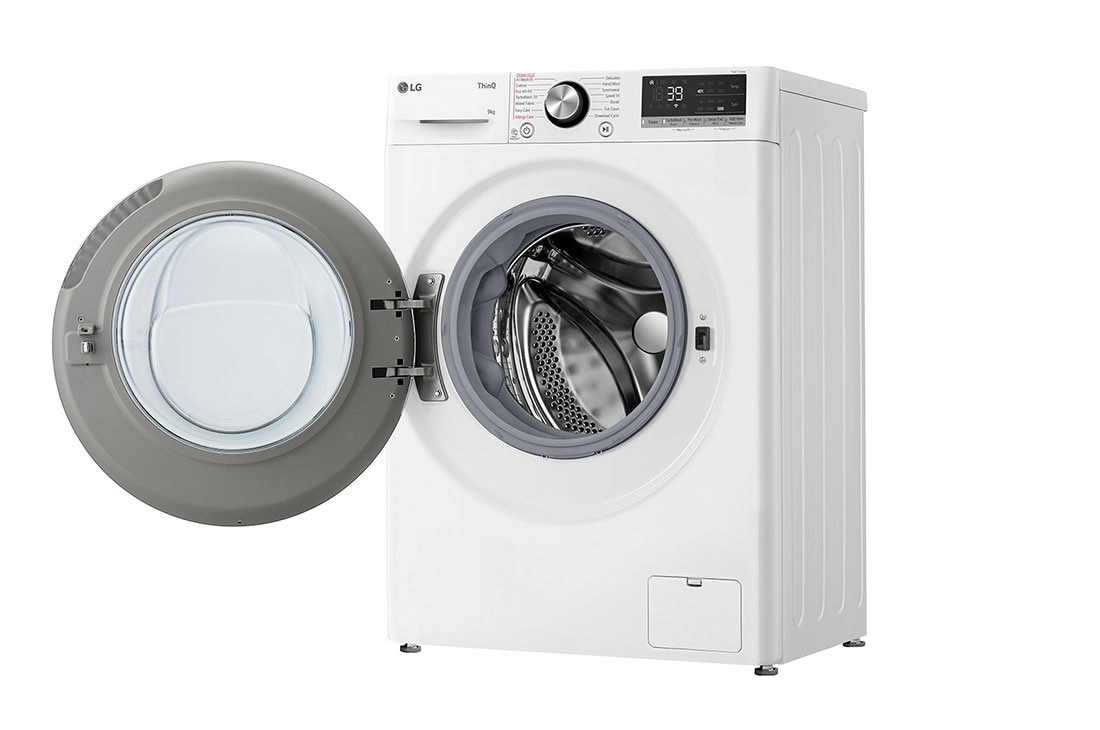 Waschmaschine mit 9 kg Kapazität Slim A | Bullaugenring schwarzem | LG | Fit | Österreich F2V7SLIM9 | Weiß mit EEK | U./Min. 1200