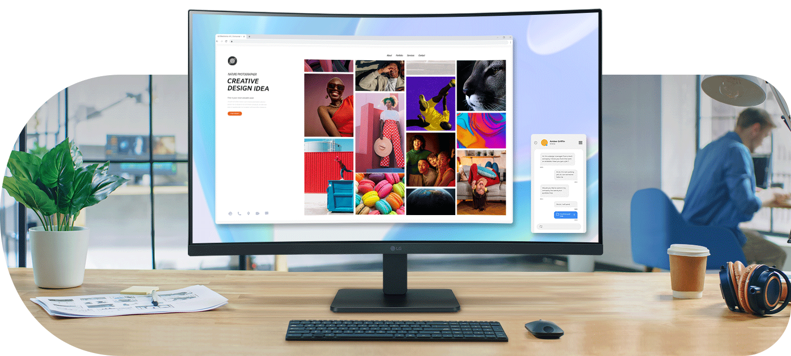 This Full HD (1920x1080) screen offers clear color while displaying various programs at once on the 31.5-inch widescreen with 1500R curvature, elevating work productivity.