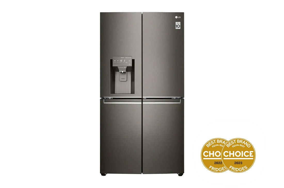 LG 637L French Door Fridge, with Door-In-Door®, in Black Stainless Finish, front view  , GF-D706BSL