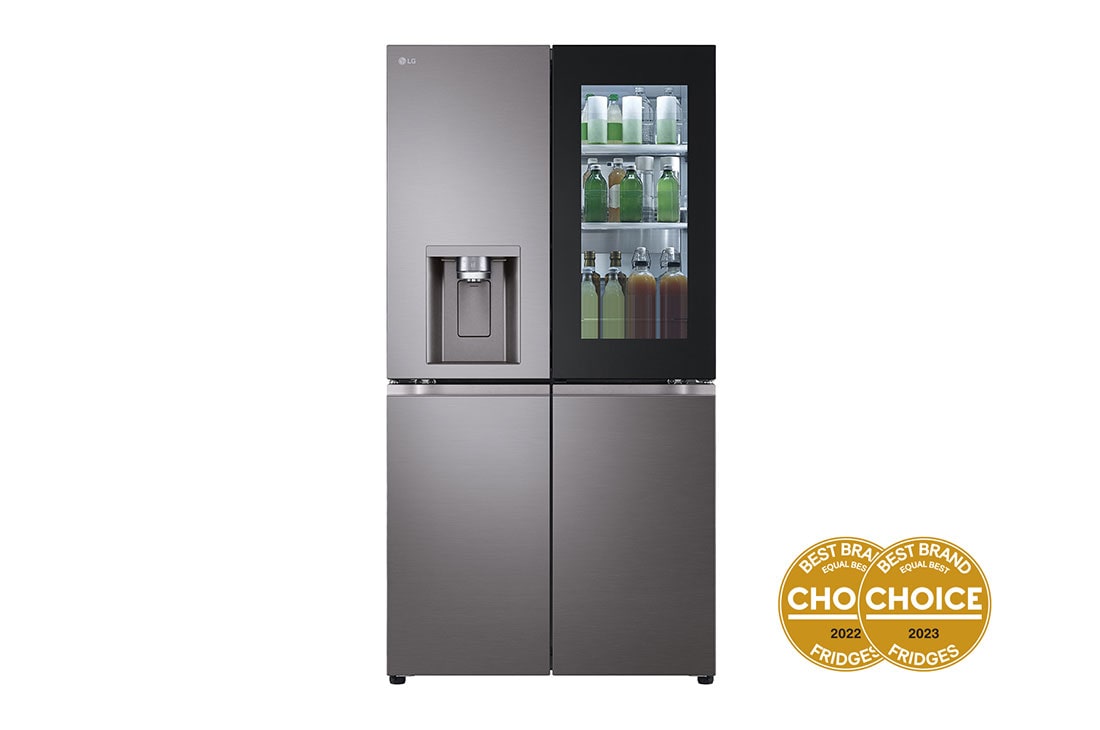LG 642L French Door Fridge with Craft Ice™ , Front View With Food, GF-V700BSLC