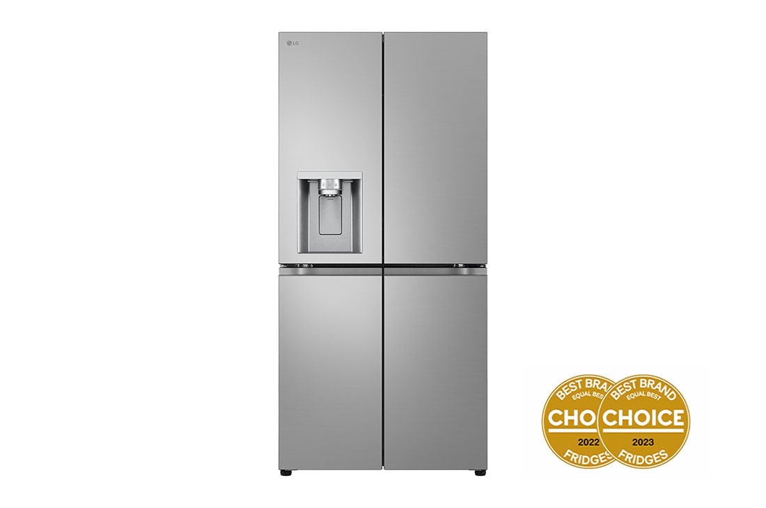LG 508L Slim French Door Fridge in Stainless Finish, front view, GF-L500PL