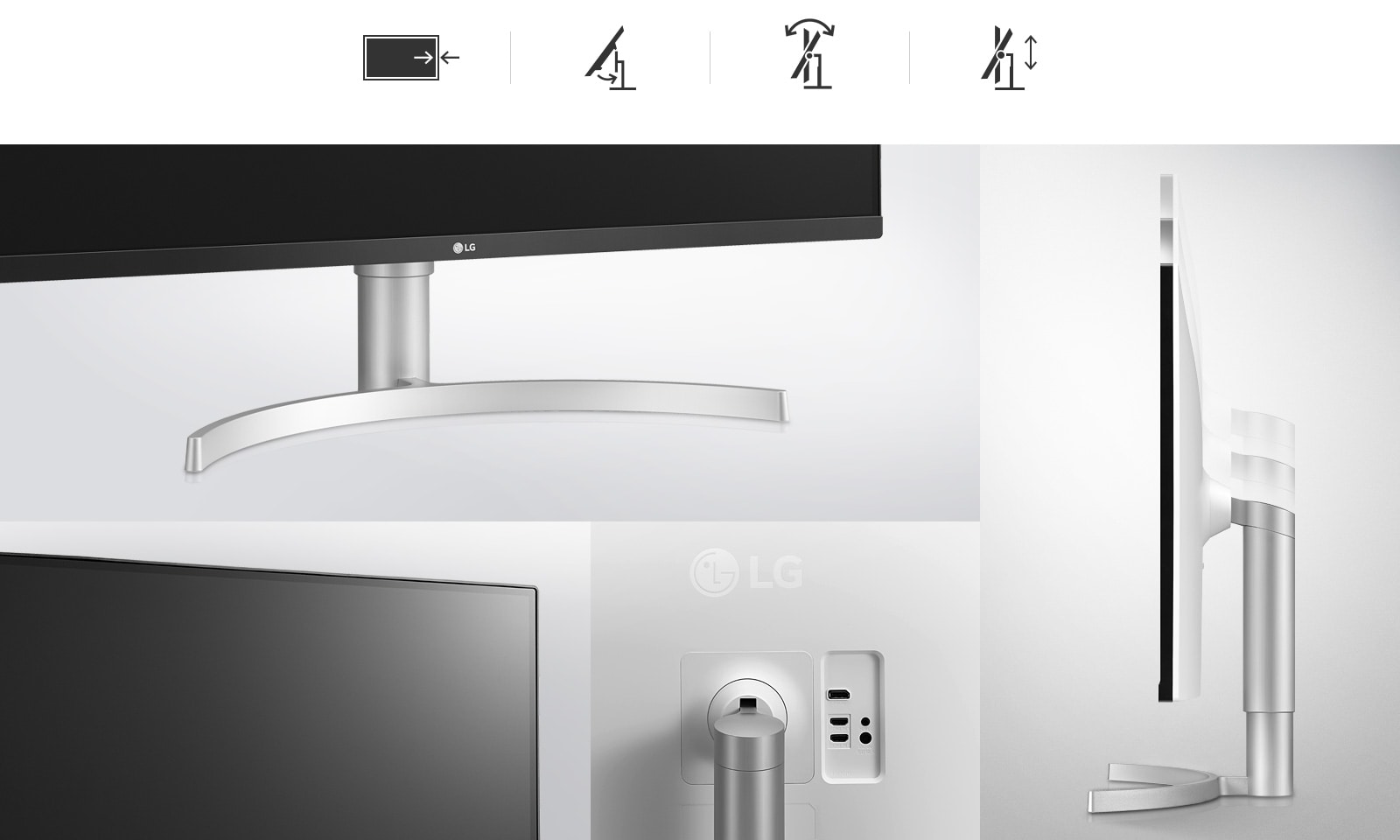 Height & Tilt adjustment, One-Click stand, and 3-Side Virtually Borderless design
