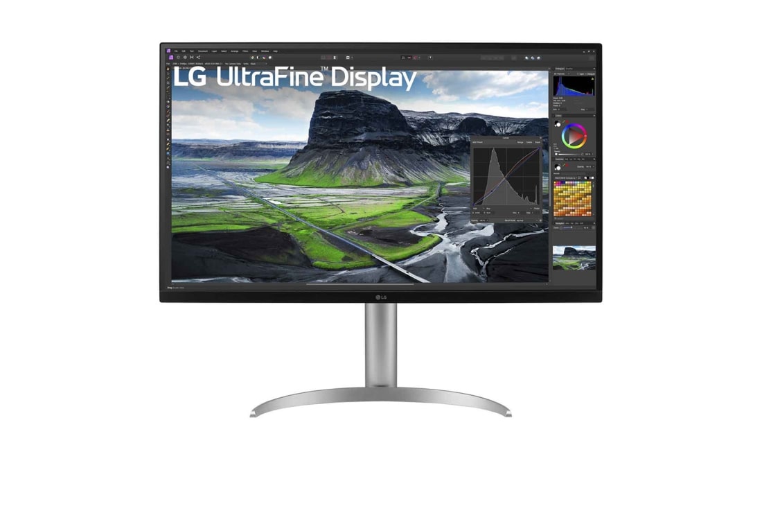 LG 32'' Nano IPS 4K UHD Monitor with DCI-P3 98% (Typ.), VESA DisplayHDR™ 400, USB-C, Built-in Speakers & Gaming Features , front view , 32BQ85U-W
