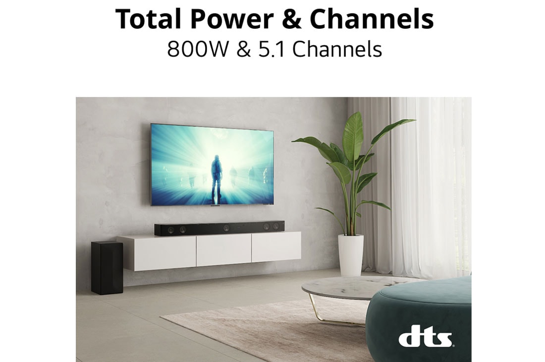 Barra de sonido LG SH7Q │ 5.1 canales con 800W │ DTS Virtual:X │ Sinergía  con LG TV │ Conectividad Bluetooth - SH7Q