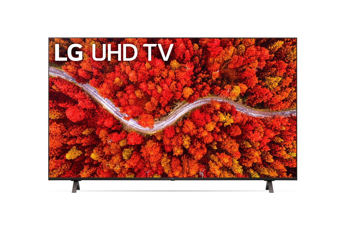 LG UHD 80 Series 65 inch 4K TV w/ AI ThinQ®, 65UP8000PTB front view with infill, 65UP8000PTB