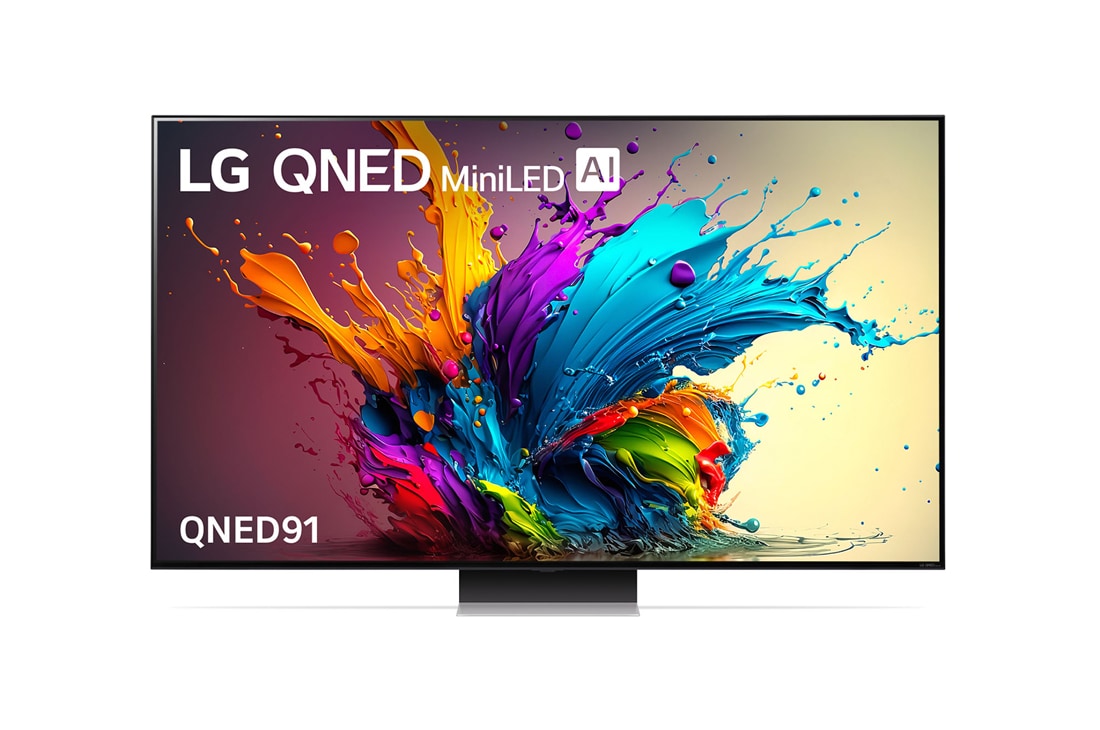 LG 86 inch LG MiniLED QNED91 4K Smart TV, Front view of QNED91, 86QNED91TSA