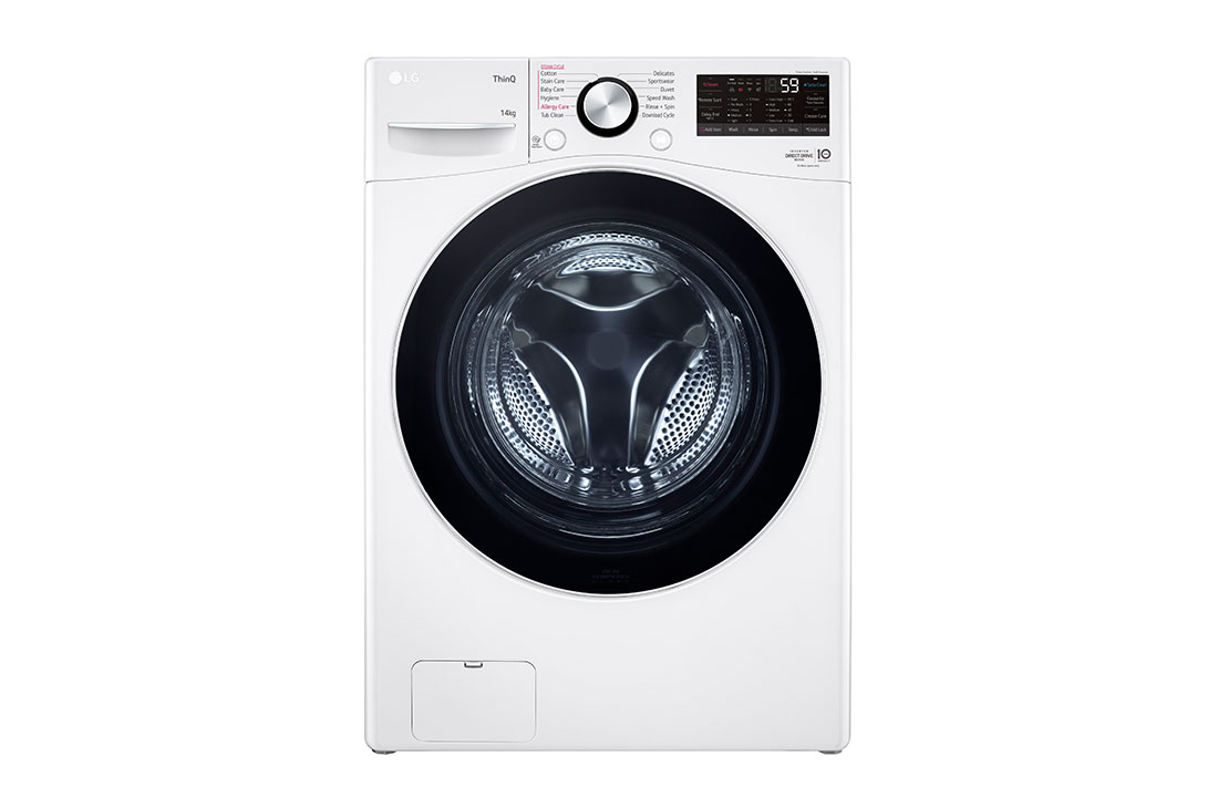 LG 14kg XL Capacity Front Load Washing Machine with Steam+, Front view, WXL-1014W