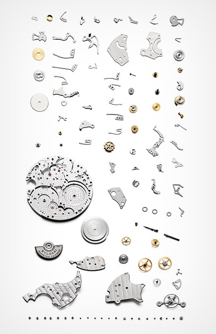 Tiny mechanical watch components.