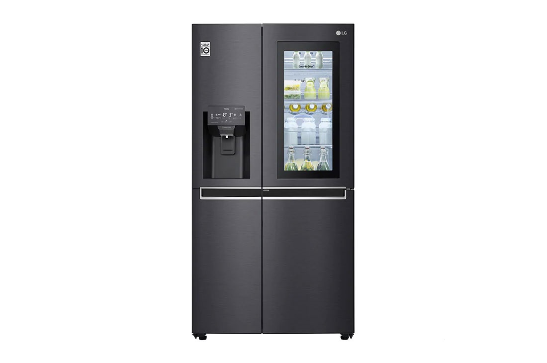 LG 601L side-by-side-fridge with InstaView Door-in-Door™ in Matt Black, GS-X6010MC Front 2, GS-X6010MC