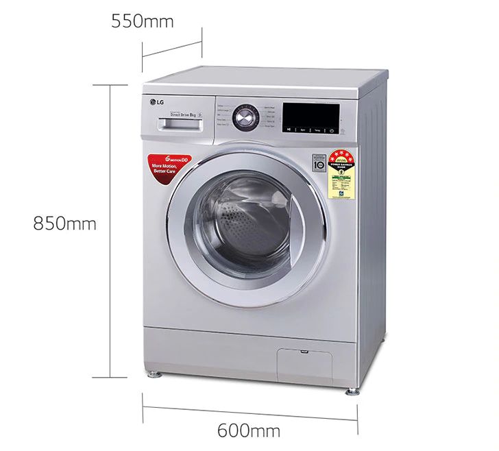 lg washing machine front load 8kg size