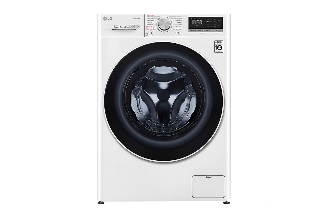 LG 9kg, AI Direct Drive Front Load Washing Machine, Front view of LG 6 Motion AI Direct Drive Front Load Washing Machine with 9KG capacity, in white, FV1409S4W, FV1409S4W