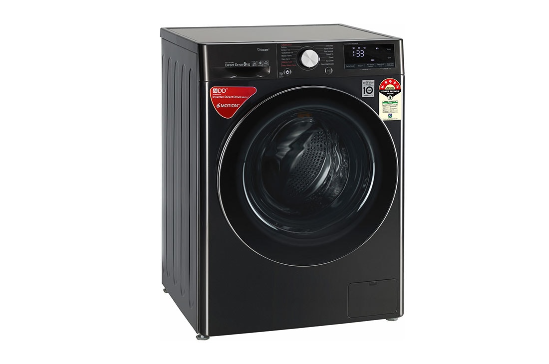 8KG Front Load Washing Machine with LG ThinQ™, Black