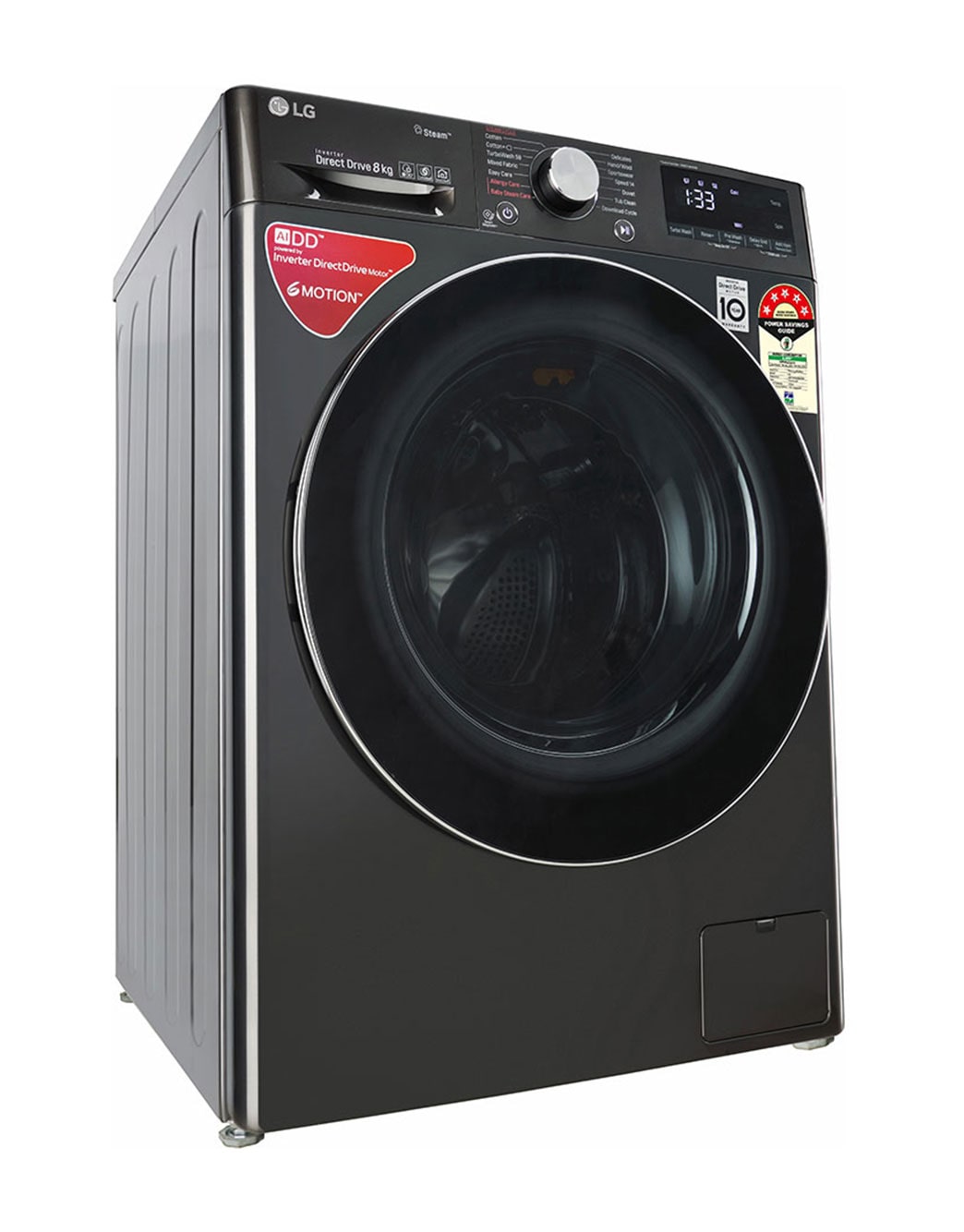 8KG Front Load Washing Machine with LG ThinQ™, Black LG BD