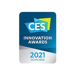 在CES 2021（獲勝者）的創新類別中獲獎徽標 - 在LG OLED 83 C1的視頻屏幕類別中。