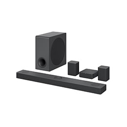 Vista diagonal del conjunto de barras de sonido LG S80QR