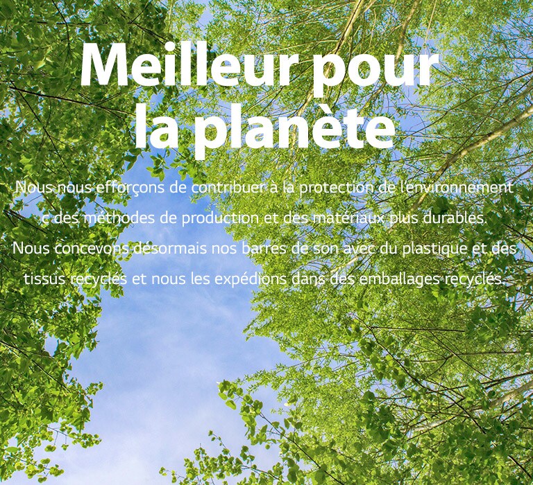 Une image de couleur verte riche d’arbres feuillus et un ciel apparaît entre les deux