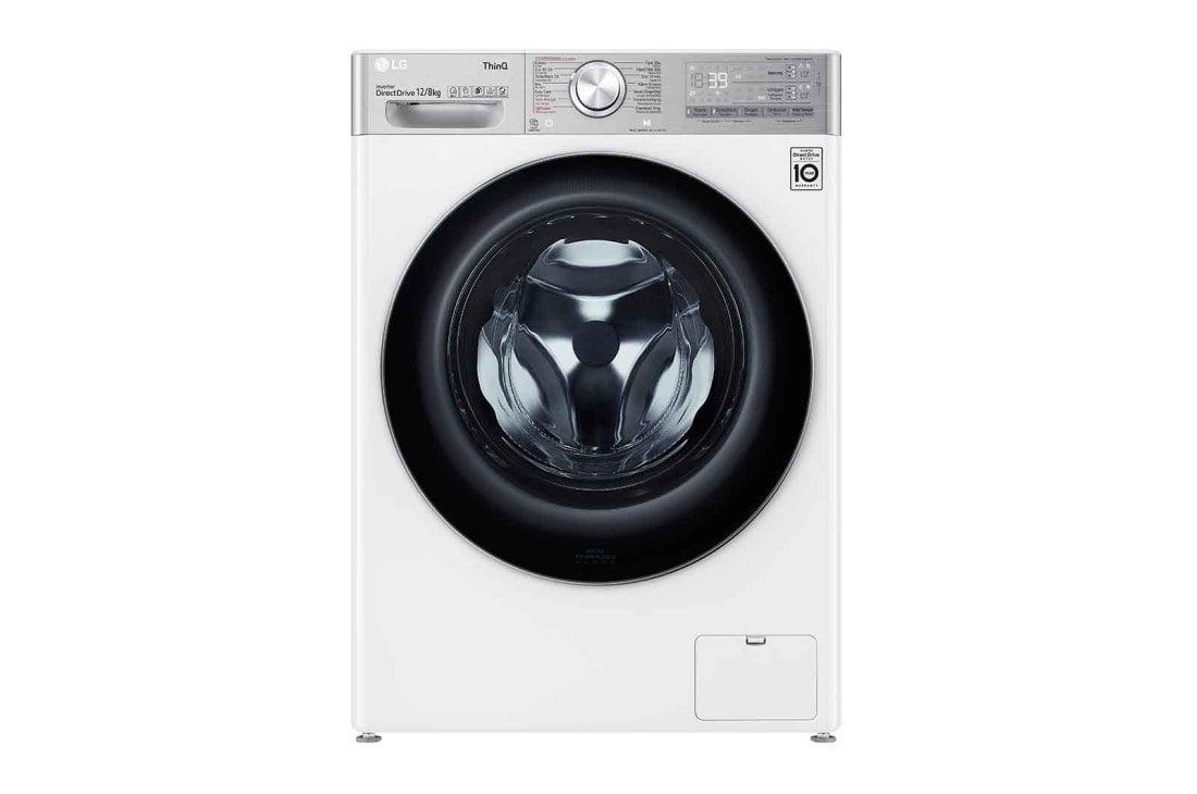 LG TurboWash™ 39 - lavage parfait en 39 minutes | Moteur IA DD intelligent reconnaît votre linge | E | 12 kg lavage / 8 kg séchage | EZDispense™ | Moins de repassage grâce à la vapeur, F4DV912A2E