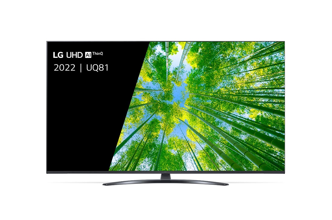 LG TÉLÉVISEUR UHD 4K, Vue avant du téléviseur UHD de LG avec image de remplissage et logo du produit, 60UQ81006LB