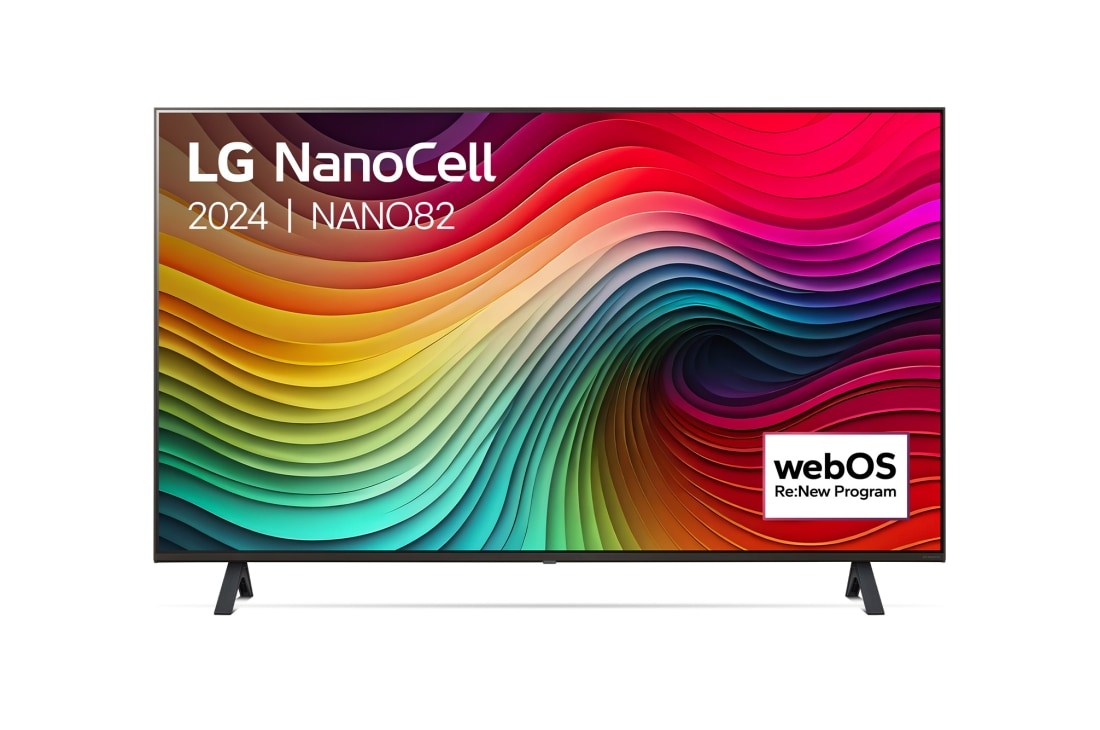 LG Smart TV LG NanoCell NANO82 4K de 43 pouces 2024, Vue de face du téléviseur, 43NANO82T6B