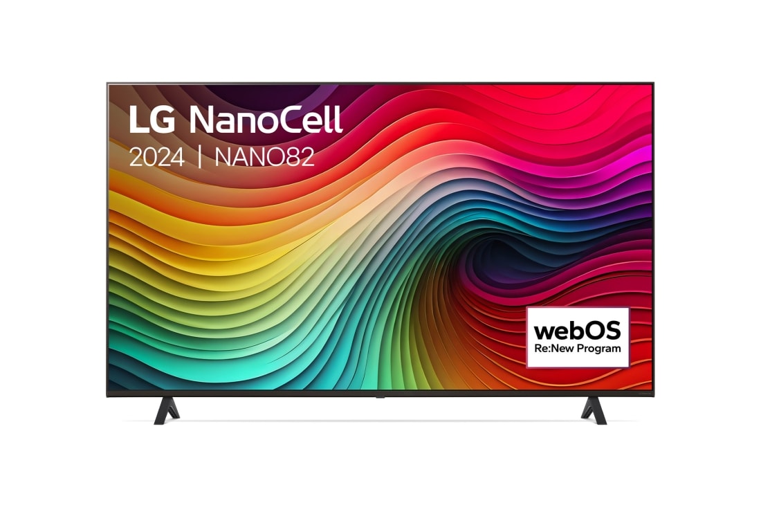 LG Smart TV LG NanoCell NANO82 4K de 65 pouces 2024, Vue de face du téléviseur, 65NANO82T6B