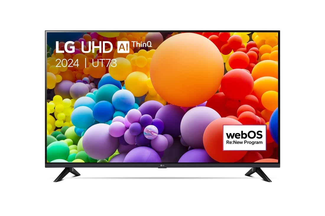 LG Smart TV LG UHD UT73 4K 55 pouces 2024, Vue avant du téléviseur UHD de LG, 55UT73006LA