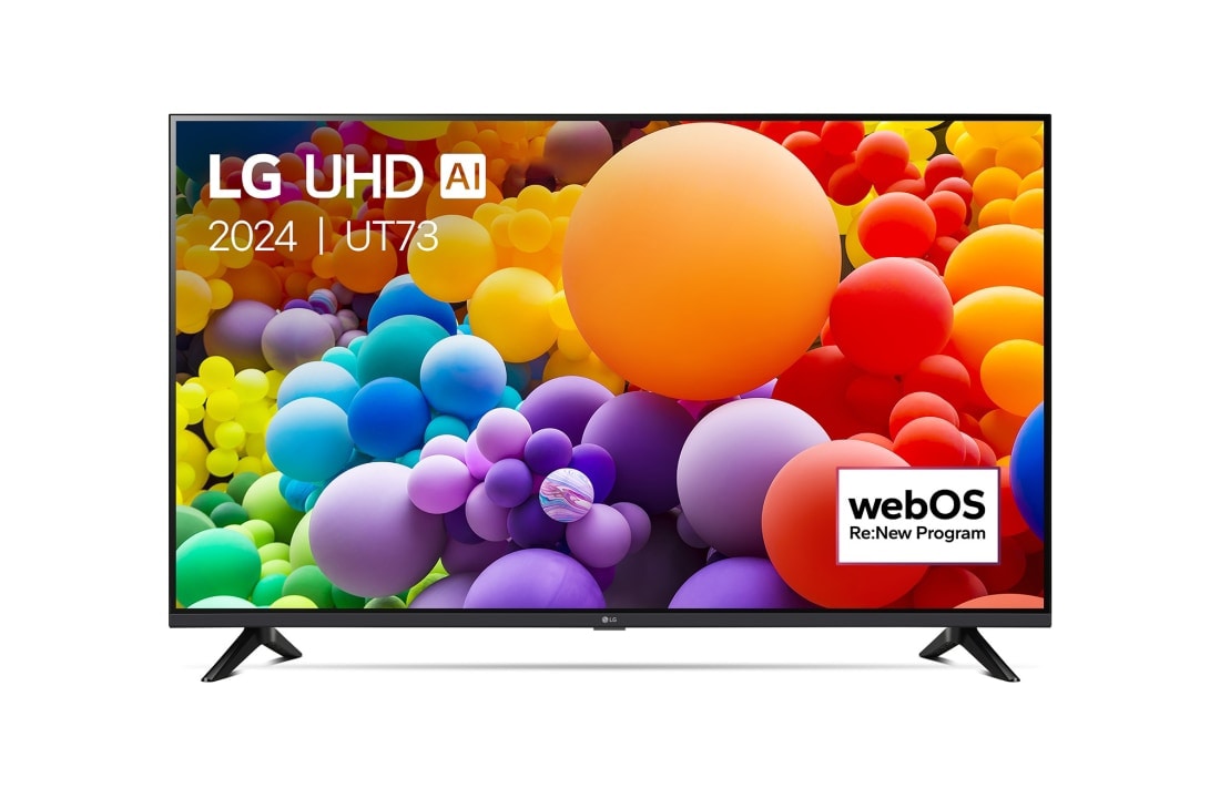 LG Smart TV LG UHD AI UT73 4K 55 pouces 2024, Vue avant du téléviseur UHD de LG, 55UT73006LA