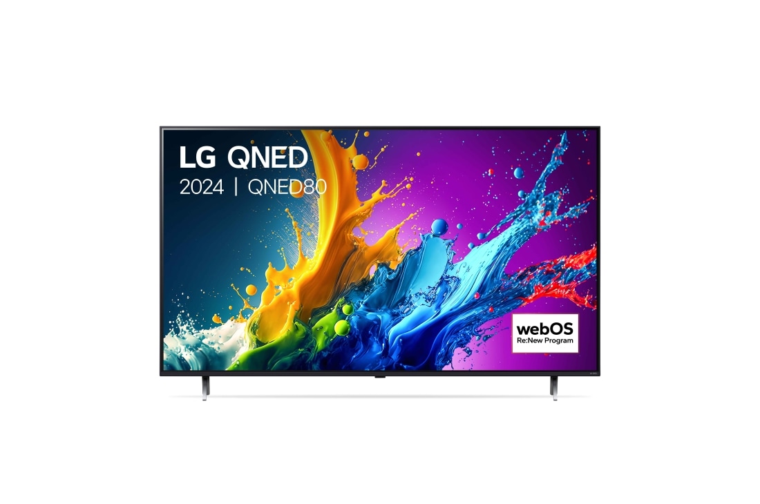 LG Smart TV LG QNED QNED80 4K 86 pouces 2024, front view with logo, 86QNED80T6A