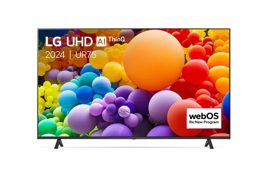 LG 55 pouces LG LED UHD UR75 4K Smart TV - 55UR75006LK, Vue avant du téléviseur UHD de LG, 55UR75006LK