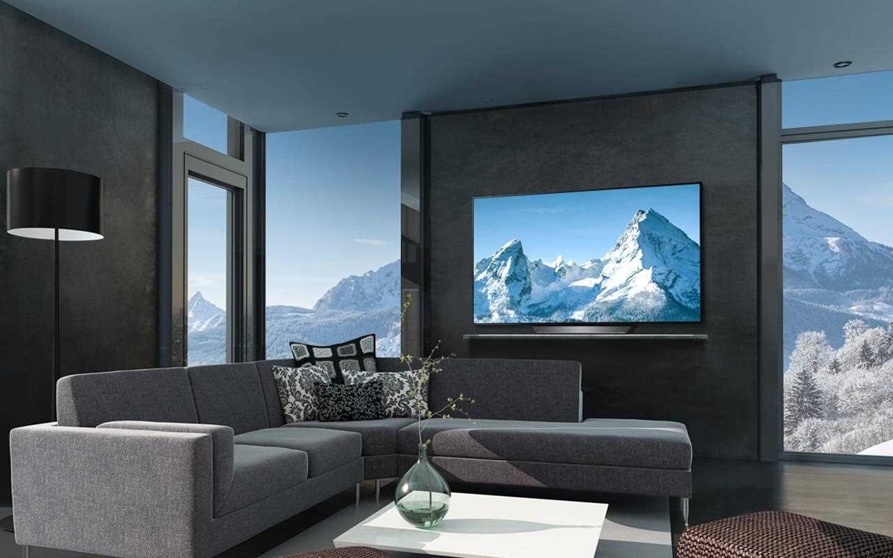 Une télévision LG OLED dans un salon moderne.
