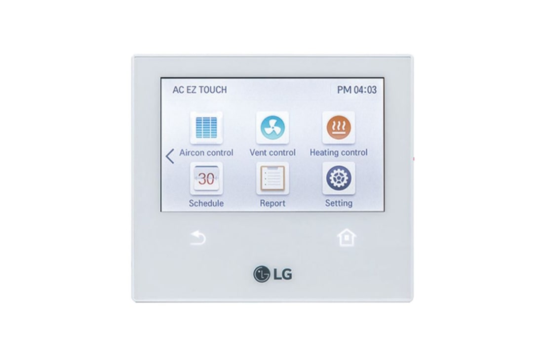 LG Централен контролер, AC EZ Touch, AC Ez. сензорно докосване, Тип сензорно, Управление на макс. 64 вътрешни тела, Изглед отпред, PACEZA000