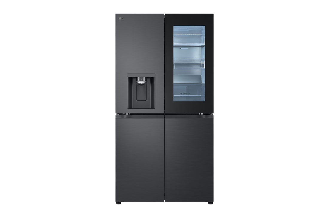 LG InstaView™ Multi-Door хладилник, DoorCooling+™, Craft Ice™ и ThinQ™ технология, 638L капацитет, Изглед отпред, GMG960EVEE