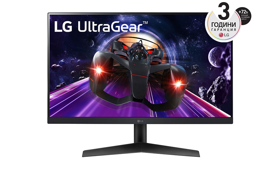 LG 23,8” UltraGear™ Full HD IPS 1ms (GtG) монитор за игри, изглед отпред, 24GN60R-B