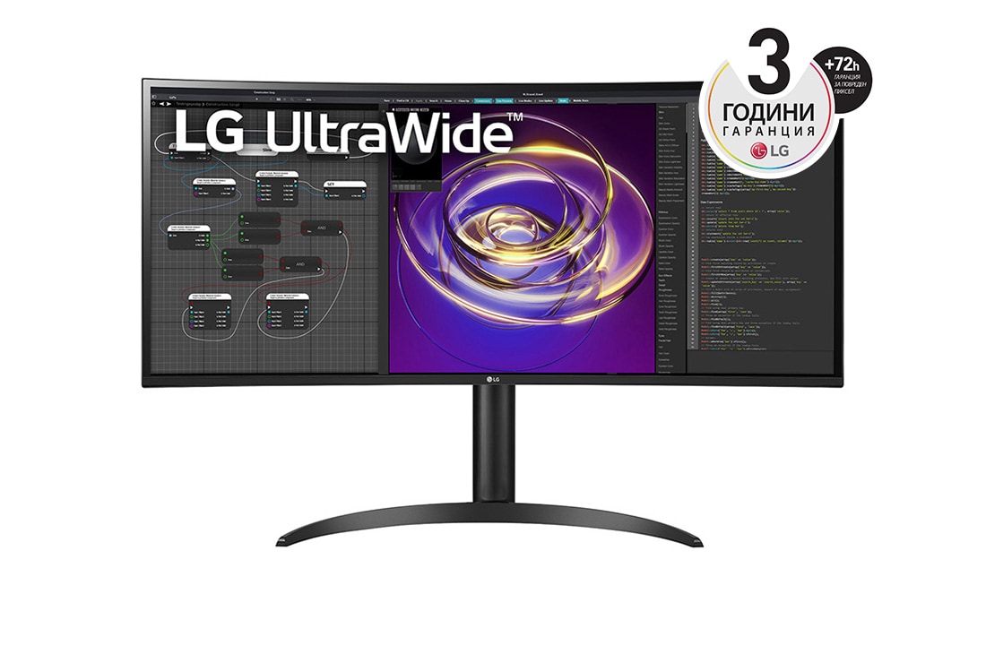 LG 34'' 21:9 извит UltraWide™ QHD (3440 x 1440) монитор, изглед отпред, 34WP85CP-B