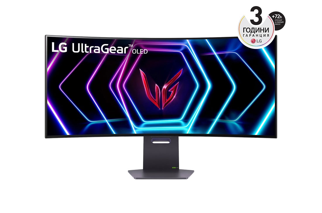 LG 39” UltraGear™ 21:9 QHD извит монитор за игри с честота на опресняване 240 Hz, изглед отпред, 39GS95QE-B