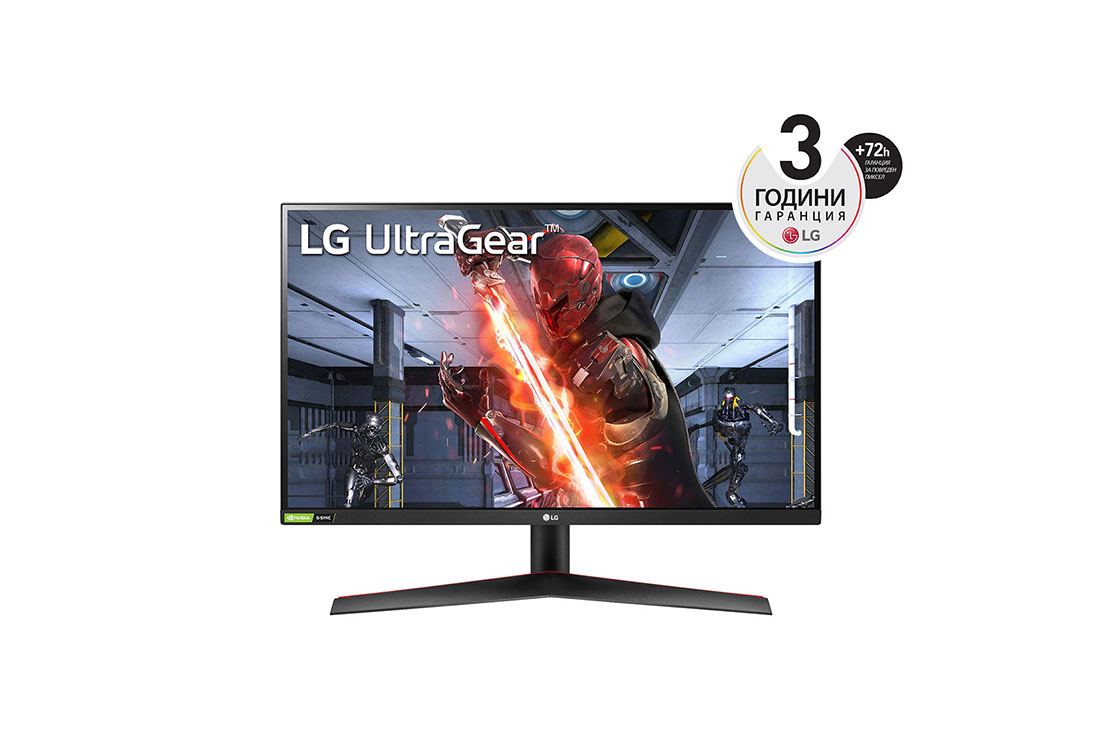 LG 27-инчов UltraGear™ Full HD IPS 1ms (GtG) монитор за игри, съвместим с NVIDIA® G-SYNC®, изглед отпред, 27GN800P-B