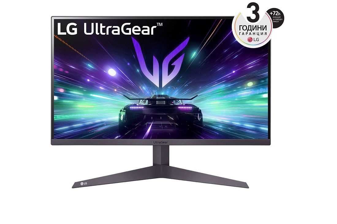 LG 24-инчов UltraGear™ FHD 180Hz гейминг монитор | 1ms MBR, HDR 10, изглед отпред, 24GS50F-B