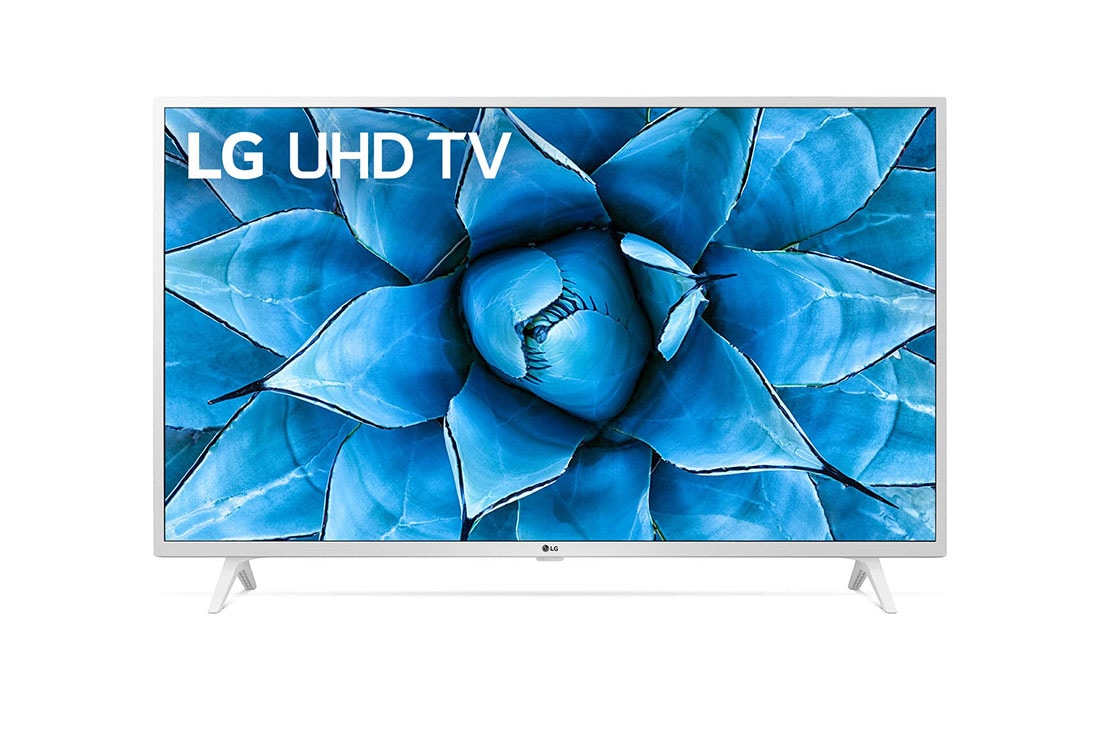 LG UN73 43-инчов 4K смарт UHD TV, изглед отпред със запълваща снимка, 43UN73903LE